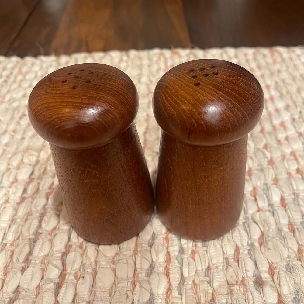 Mid-Century Danish Modern Hand-Carved Salt and Pepper Shaker Teak, Denmark